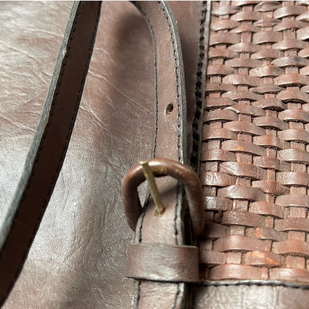 LEATHER Basketweave Rucksack Backpack - Picture 9 of 14